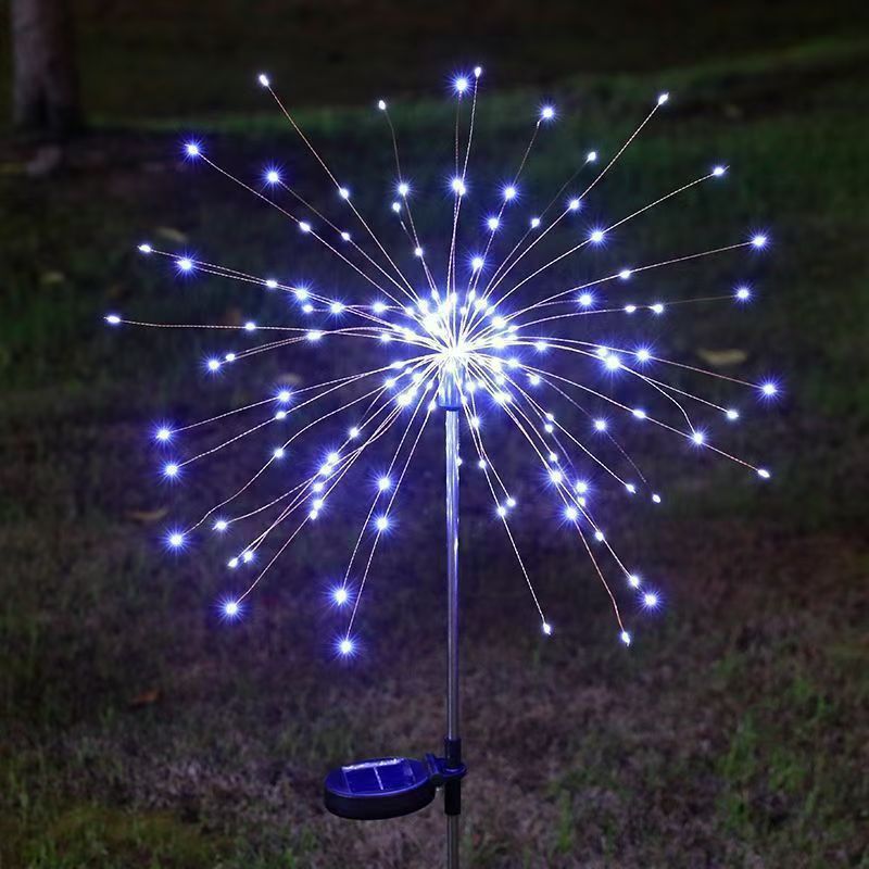 Solar-Powered LED Firework Garden Stake Lights With Sparkle Burst Design
