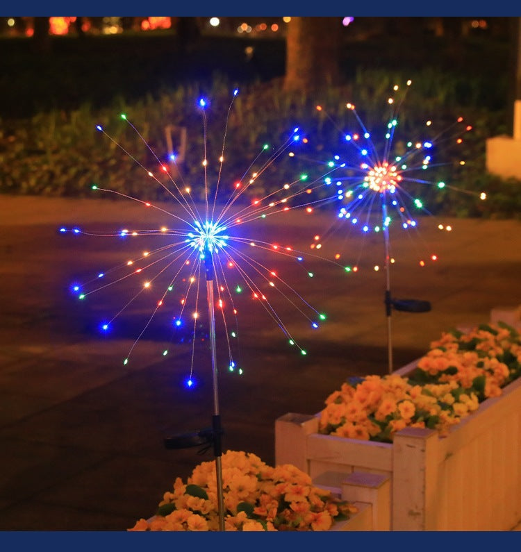Solar Firework Garden Stake LED Starburst Light With Telescoping Stainless Stake