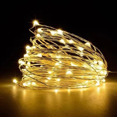LED Fairy String Lights Ultra-Thin Silver Wire Battery Powered Splash Resistant Decorative Lighting