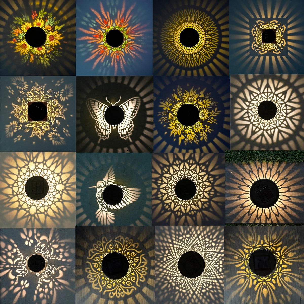 Decorative Solar RGB Mandala Projection Wall And Stake Garden Light