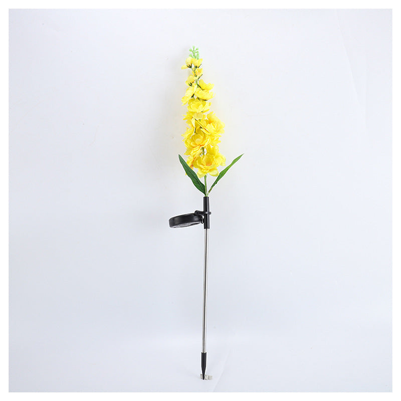 Decorative Tall Artificial Delphinium Garden Stake With Stainless Steel Spike And Adjustable Clip