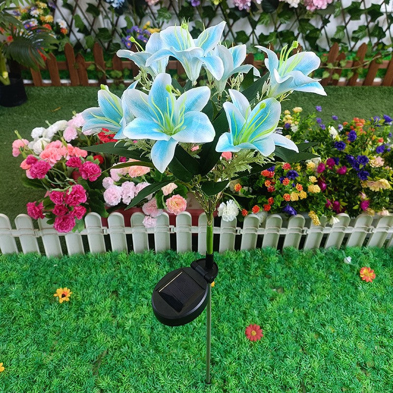 Solar Powered Artificial Lily Garden Stake Lights With Warm LED Fairy String