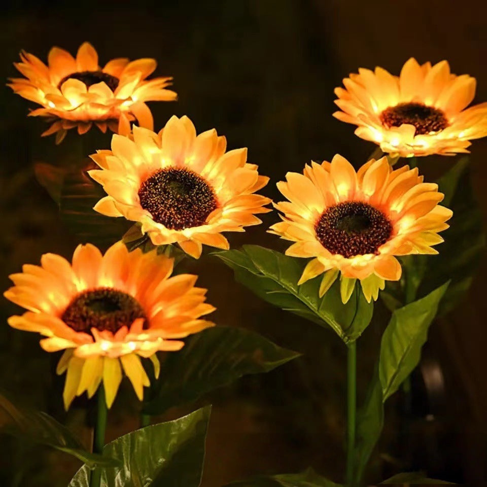 Solar-Powered Outdoor Garden Stake Lights With Realistic Sunflower Blooms And Waterproof Solar Controller