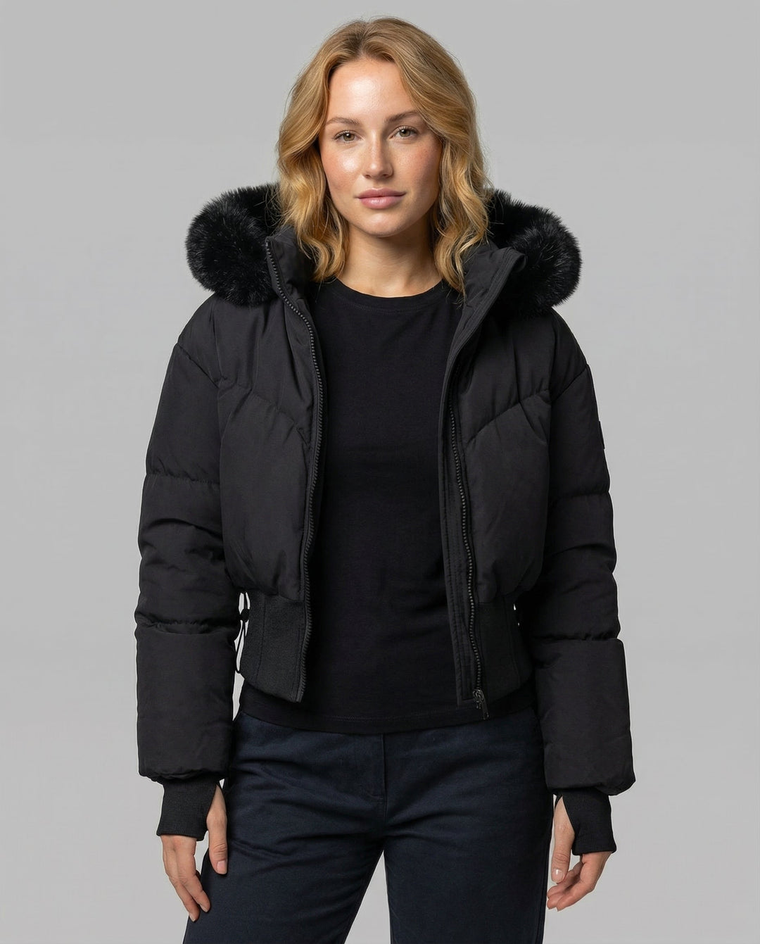 Stylish Warm Cropped Down Jacket Women