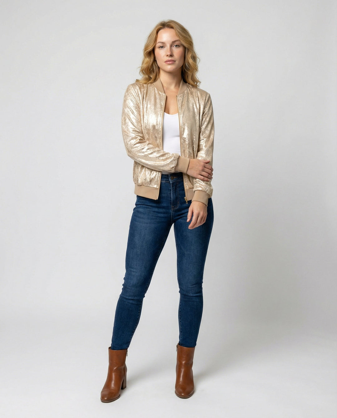 Shiny Bomber Jacket Women
