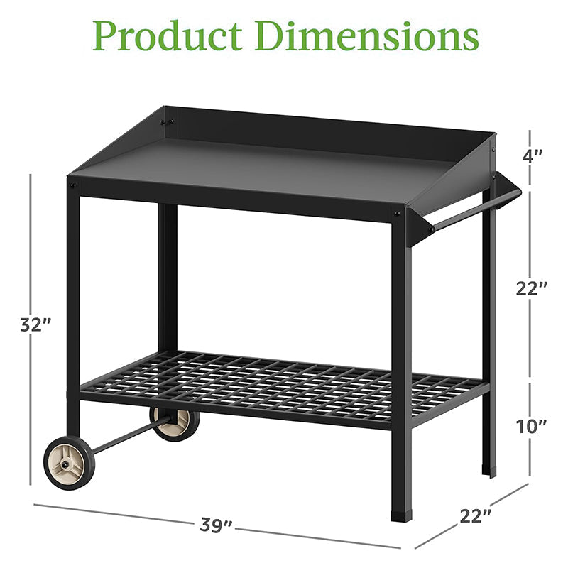 House Growers | Weatherproof Metal Potting Bench with Wheels Planting Table Gardening Work Benches for Outside