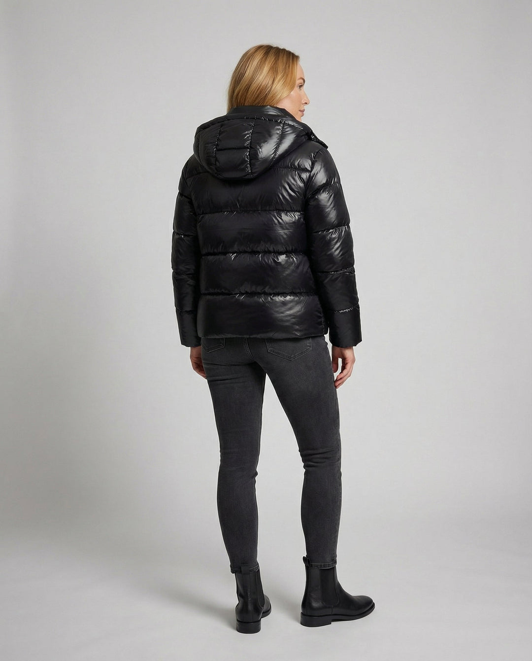 Shiny puffer jacket women