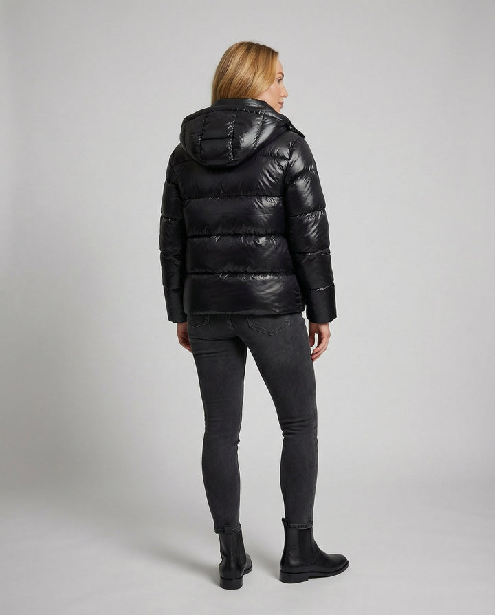 Shiny puffer jacket women