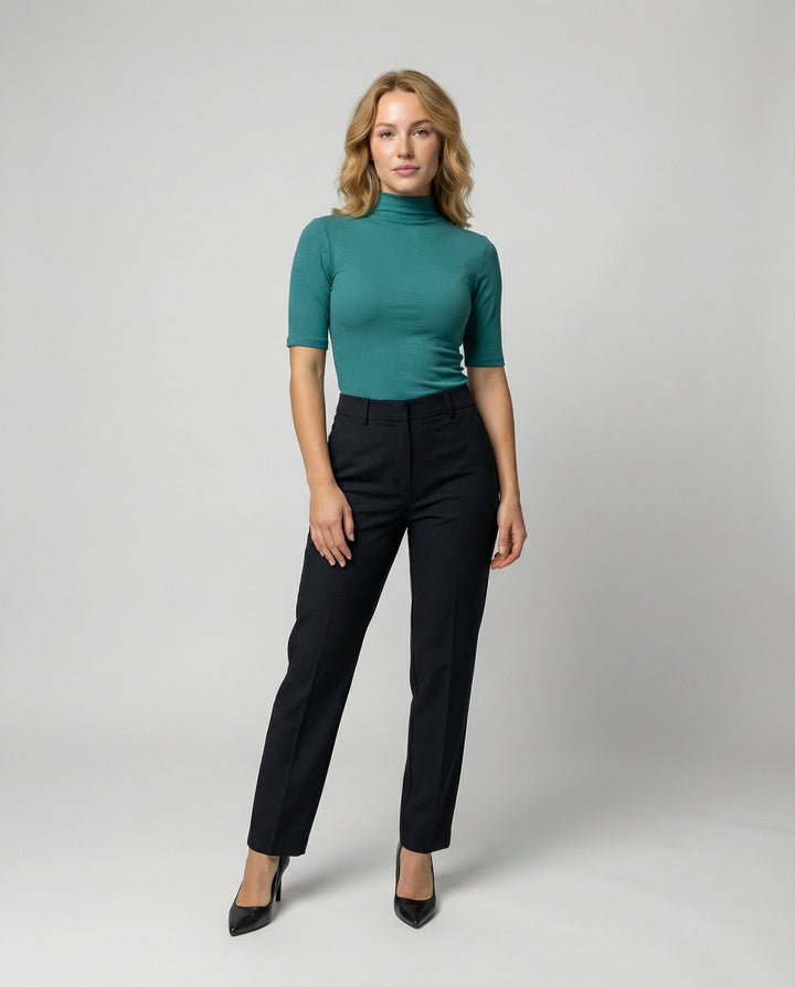 Fine knit seamless turtleneck sweater women