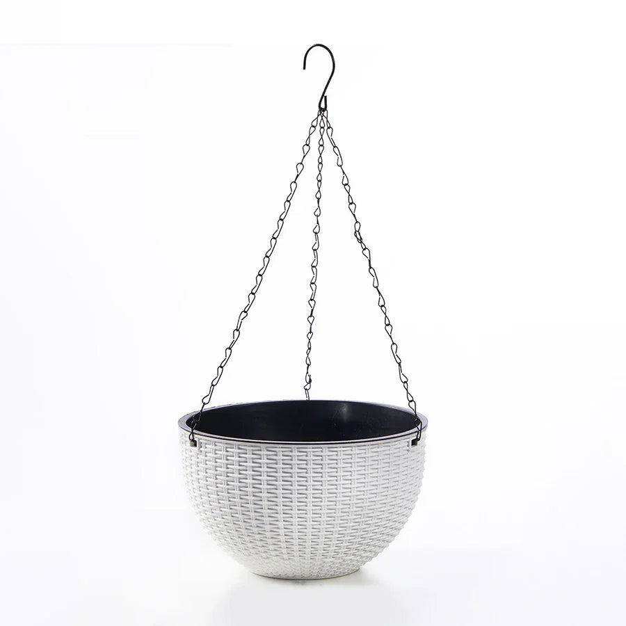 Happy Growers | Rattania Bloom Hanging Pot | European Style | Honeycomb Pattern & Rattan Look | For Garden, Balcony & Interiors