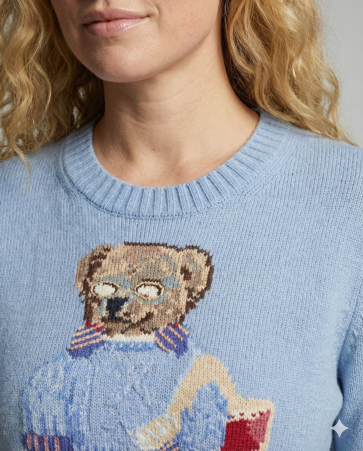 Bear knit sweater women loose