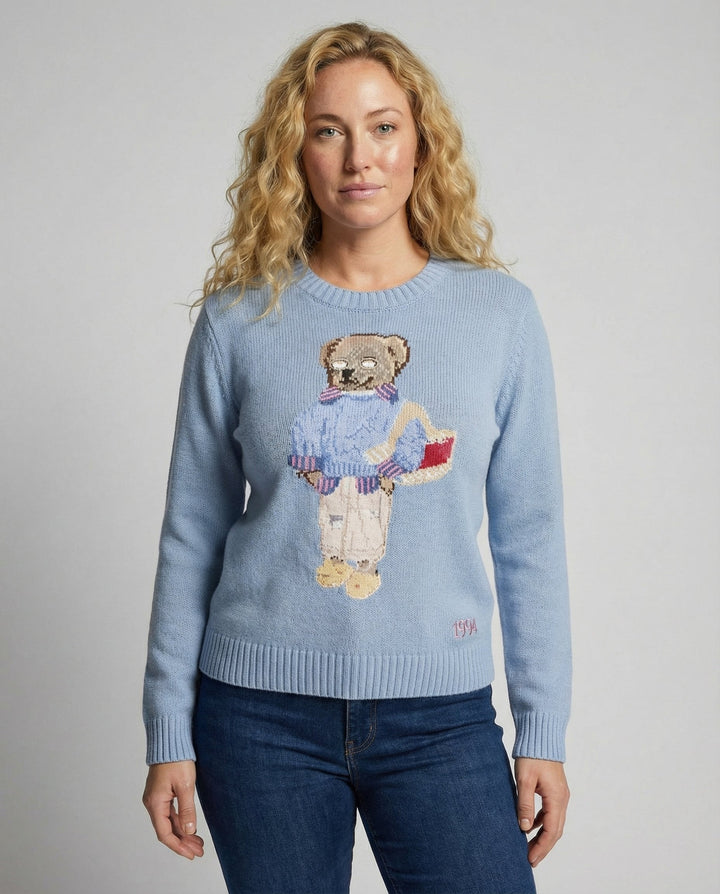 Bear knit sweater women loose
