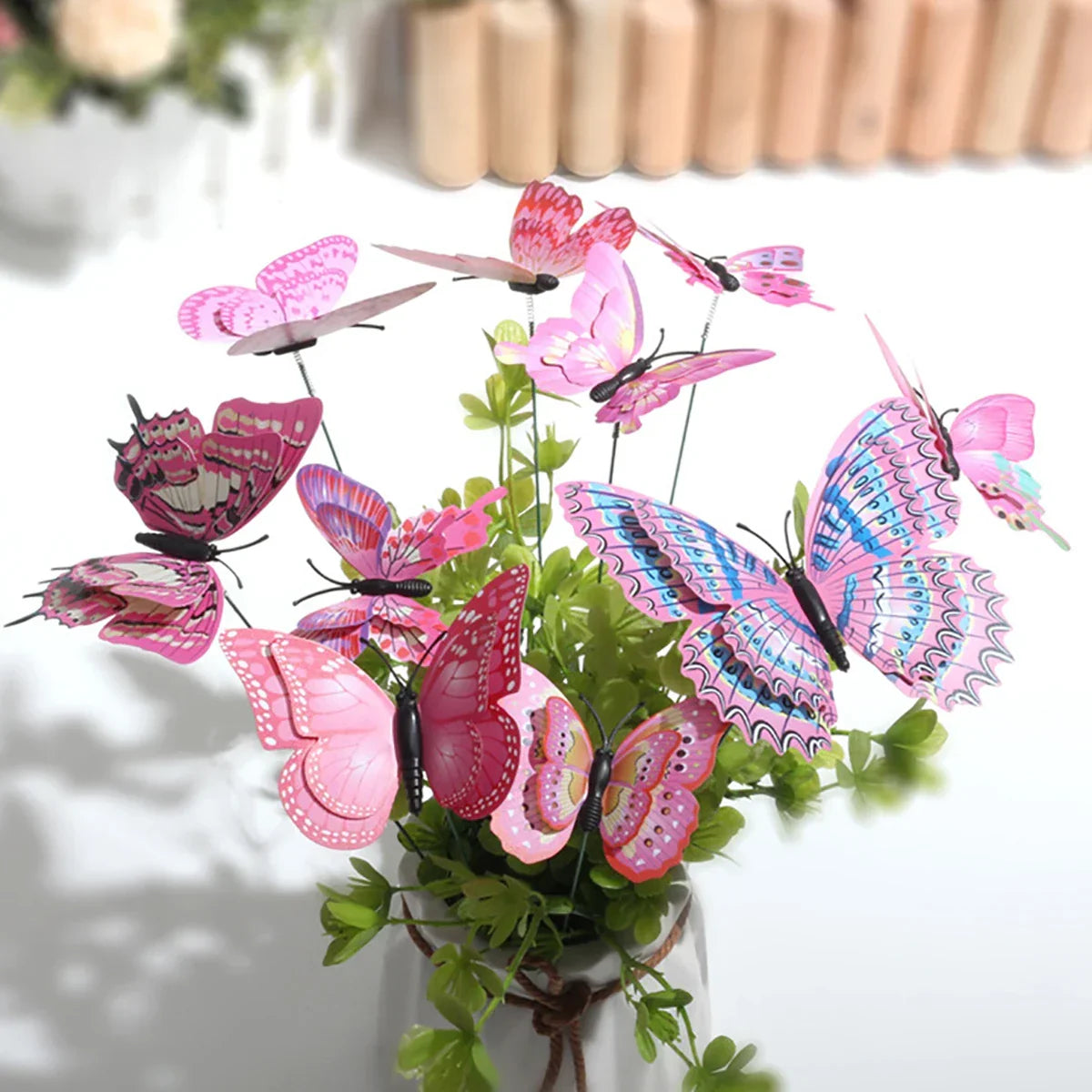 Happy Growers | FloraViva Butterfly Garden Stakes | Set of 10 | Weatherproof & Colorful | For Beds, Flower Pots & Balcony