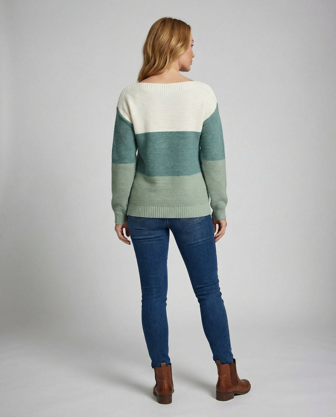 Three-colored patchwork sweater women