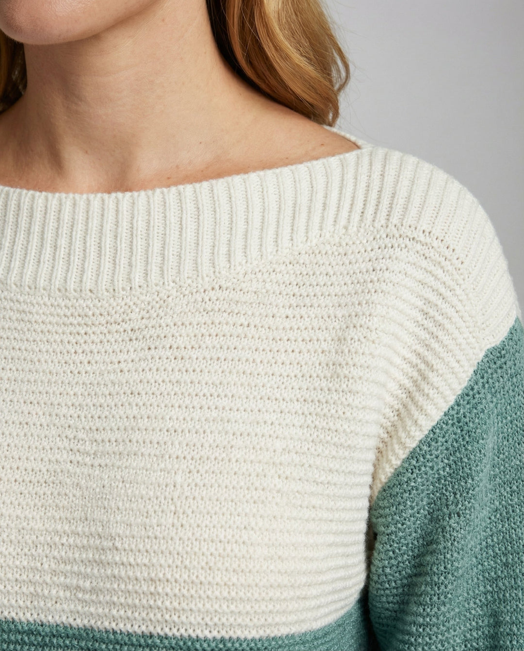 Three-colored patchwork sweater women