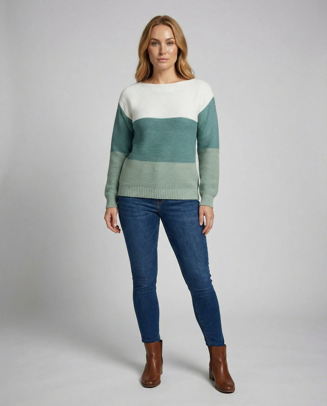 Three-colored patchwork sweater women