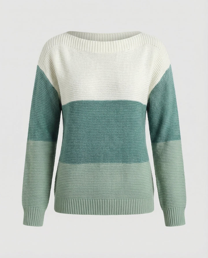 Three-colored patchwork sweater women