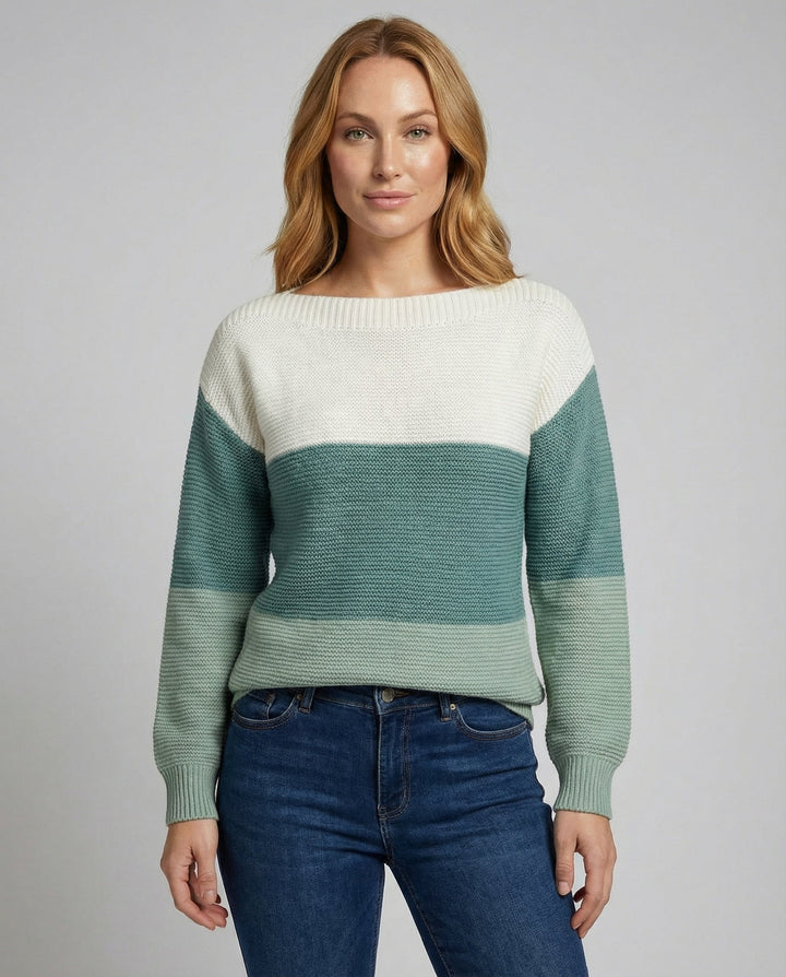 Three-colored patchwork sweater women