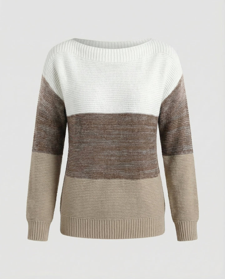Three-colored patchwork sweater women