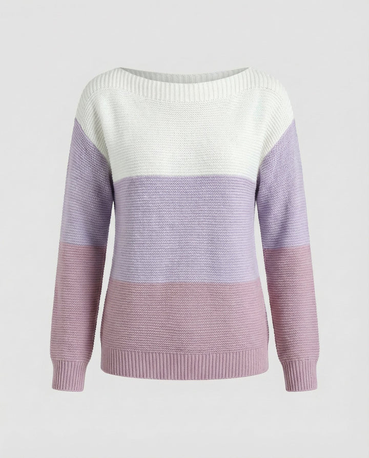Three-colored patchwork sweater women