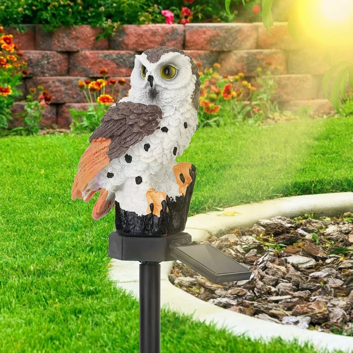 Solar-powered garden lamp with decorative owl design – LED outdoor light for the garden |